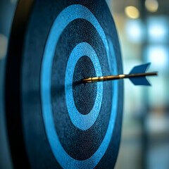 Gold arrow hitting the center of a blue bullseye target representing SearchNRank SEO keyword targeting strategy